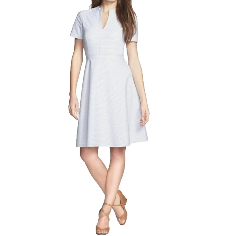 Tory Burch Light Blue Short Sleeve Fit-and-Flare Mini Dress